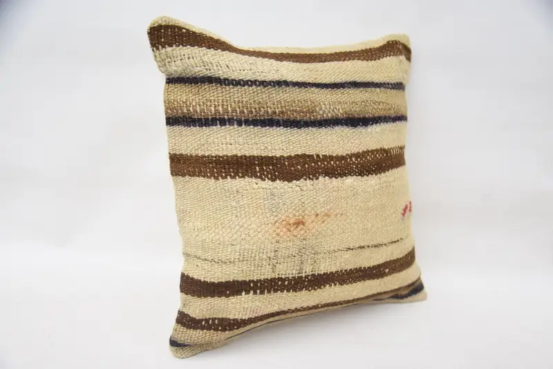 Tapestry Cushion Case, Cushion Case, Gift Pillow, Boho Pillow, Cozy Throw Pillow Sham, Vintage Kilim Throw Pillow, 14x14 Beige Cushion Cover - 2