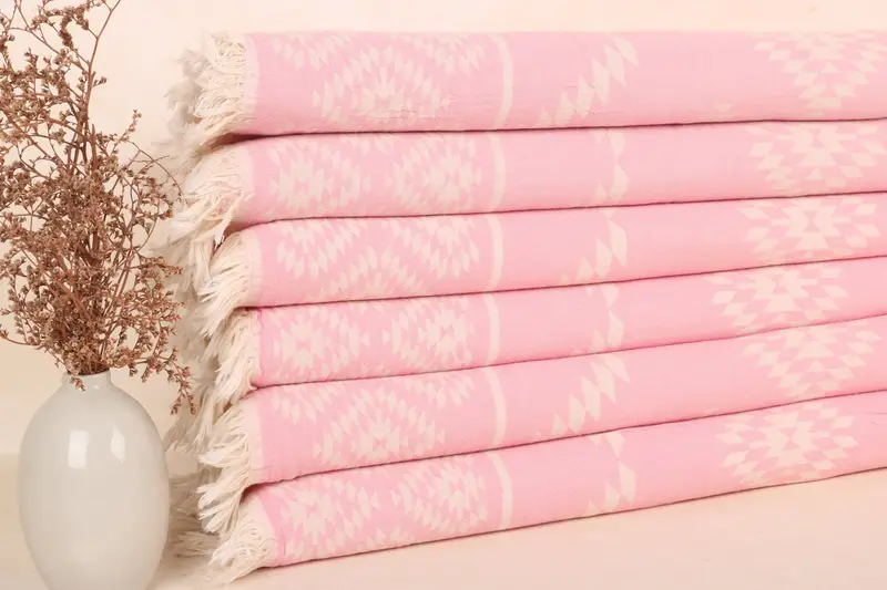 Personalisiertes Geschirrtuch Brautjungferngeschenk Rosa Baumwoll-Kelim-Geschirrtuch, 18x40 Zoll