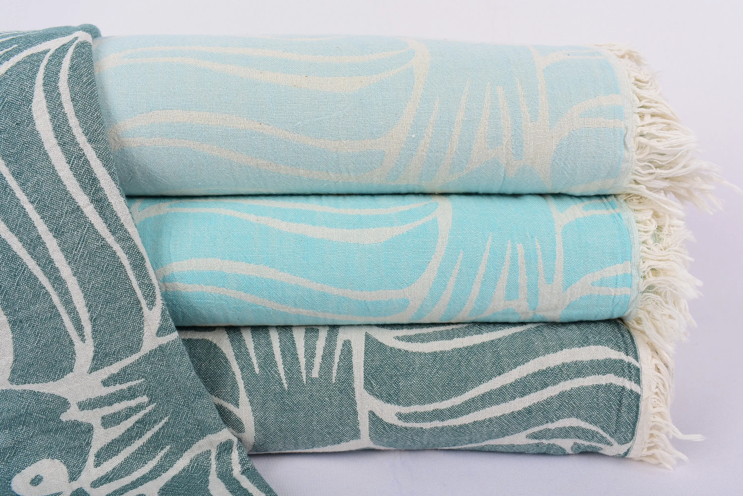 Decorative Halloween Khaki Green Fish Design Monogram Blanket, 103x103 Inches - 1