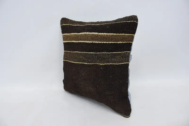 Antique Pillows, Sofa Pillow, Turkish Kilim Pillow, 14x14 Brown Pillow, Pillow Sham, Christmas Pillow Cover, Ethnical Kilim Rug Pillow - 4