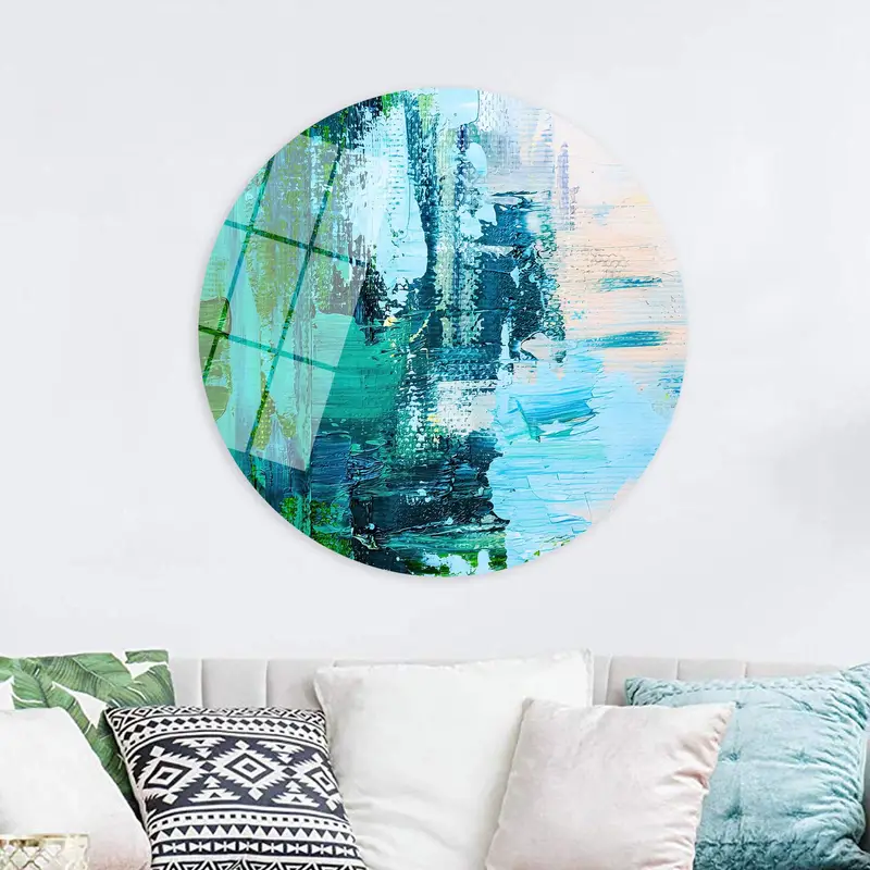 Modern Abstract Canvas: Oil, Green & Blue Contemporary Art Print