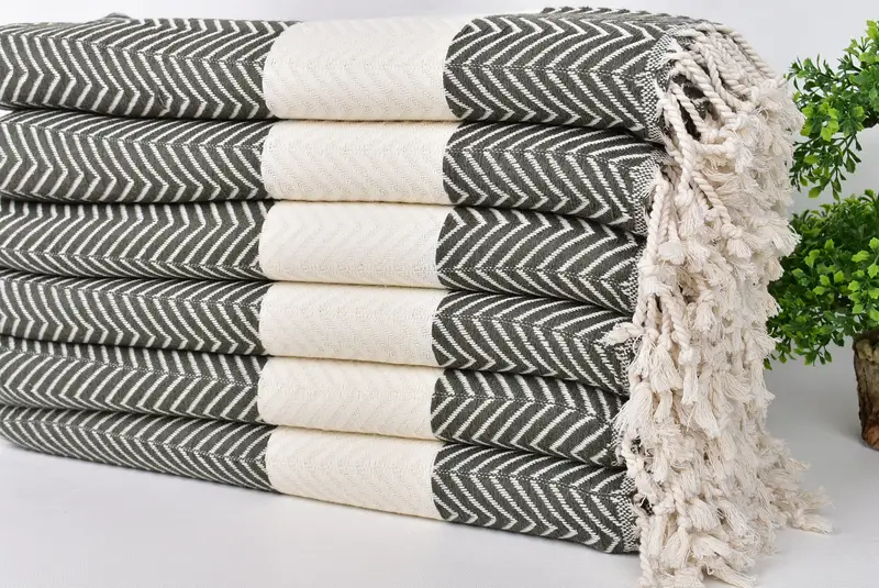 Organic towel, Turkish Towel Monogram, Sand-resistant towel, Summer Towel, 70x40 Cotton Zig zag Towel, Monogram Turkish Towel, Wedding Shower Gift - 4