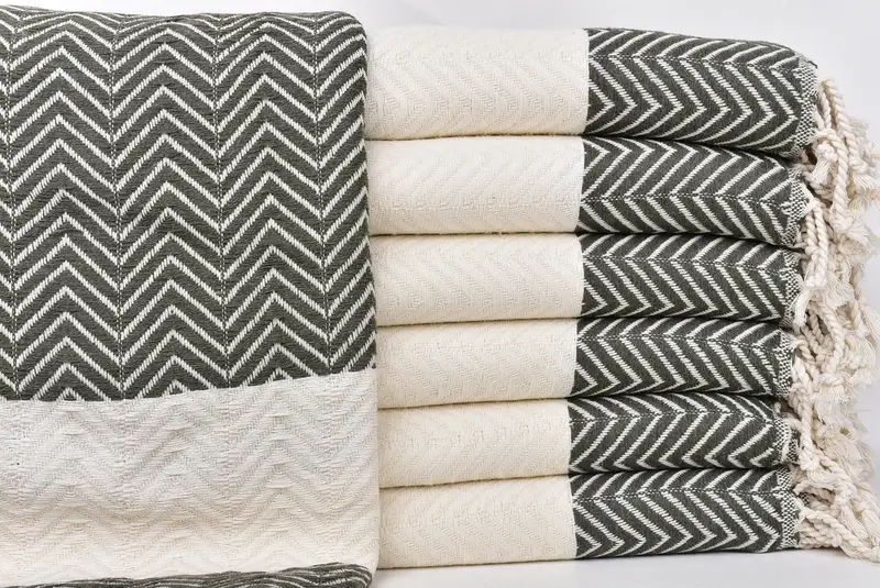Organic towel, Turkish Towel Monogram, Sand-resistant towel, Summer Towel, 70x40 Cotton Zig zag Towel, Monogram Turkish Towel, Wedding Shower Gift - 2