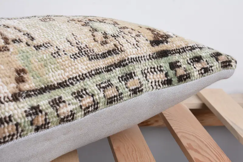 Chair Cushion Case, Kilim Pillow, Vintage Kilim Throw Pillow, Cushion Case, Tribal Pillow, 12x24 Beige Cushion, Antique Pillows, Couch Cushion Cover - 7