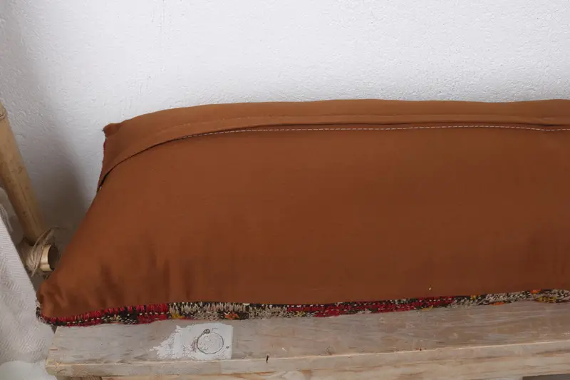 Toss Pillow, Cushion Case, Boho Pillow, 12x36 Red Pillow Sham, Vintage Pillow, Handmade Throw Cushion Case, Knitted Cushion Case, Antique Pillows - 7