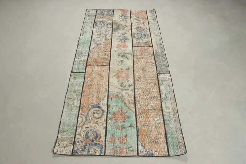 Vibrant Moroccan Rug, 2.9x6.4 ft Orange & Green