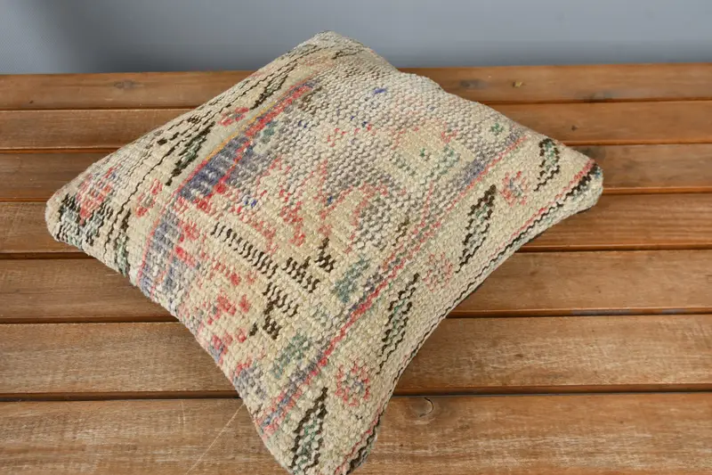 Turkish Kilim Pillow, Boho Throw Cushion, Couch Pillow Sham, Pillow for Couch, Cushion, 12x12 Orange Pillow, Boho Pillow - 2