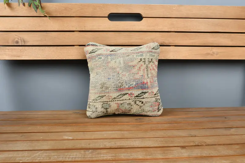 Turkish Kilim Pillow, Boho Throw Cushion, Couch Pillow Sham, Pillow for Couch, Cushion, 12x12 Orange Pillow, Boho Pillow - 6