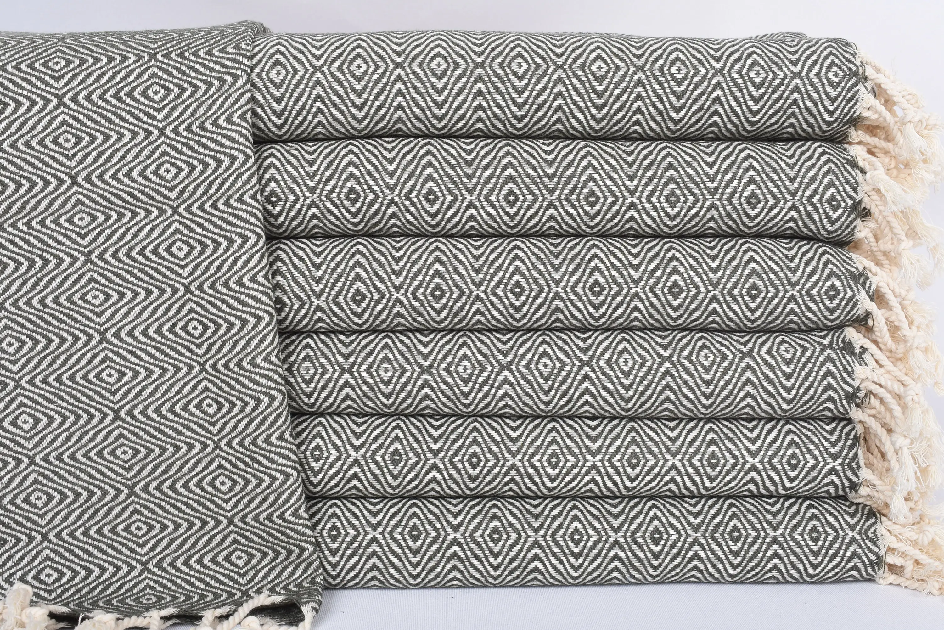 Personalized Kitchen Towel Green Zigzag Diamond, 36x18 Inches - 1