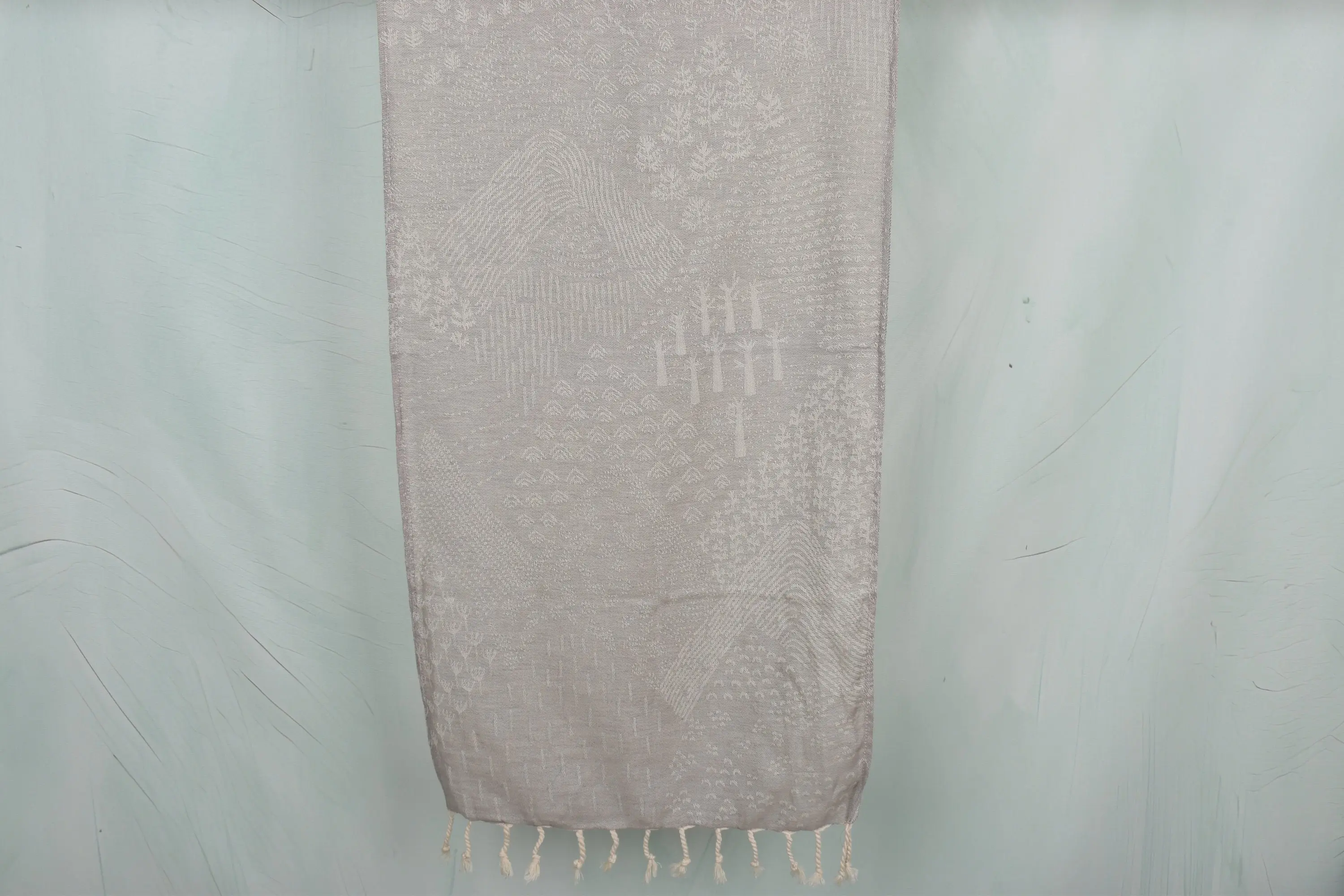 Mountain Design Hand Towel Monogrammed Gray Cotton, 36x18 Inches - 1