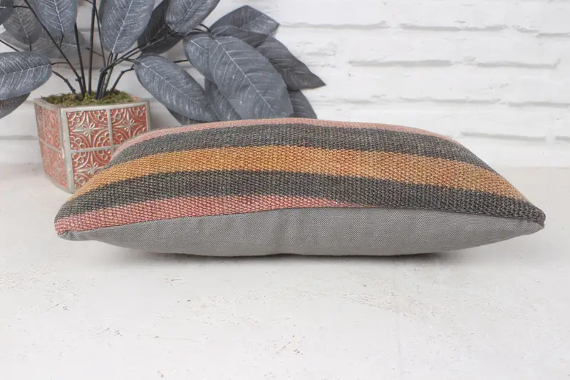 Farmhouse Cushion Cover, Christmas Pillow Cover, Turkish Pillow, Pillow for Sofa, Ethnical Kilim Rug Pillow, 8x16 Brown Cushion Case, Pillow Case - 5