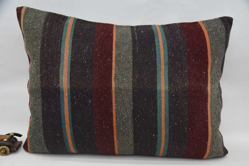 Turkish 20x28 inch Pillow Sham, Brown Gift Striped Cushion - 1