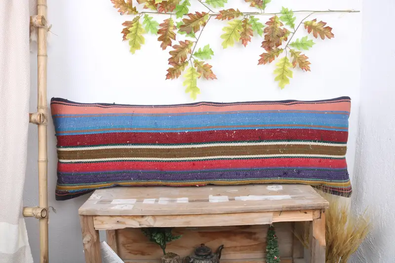 Home Decor Pillow, Interior Designer Pillow, Toss Cushion Cover, Indoor Pillow, Pillow Cover, 16x48 Green Cushion Cover, Handmade Kilim Cushion - 1