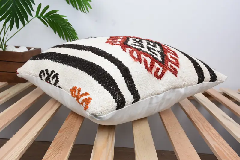 Kilim Cushion Sham, Turkish Kilim Pillow, Ikat Pillow Sham, Pillow, Home Decor Pillow, Art Deco Pillow, 20x20 White Pillow Cover - 6