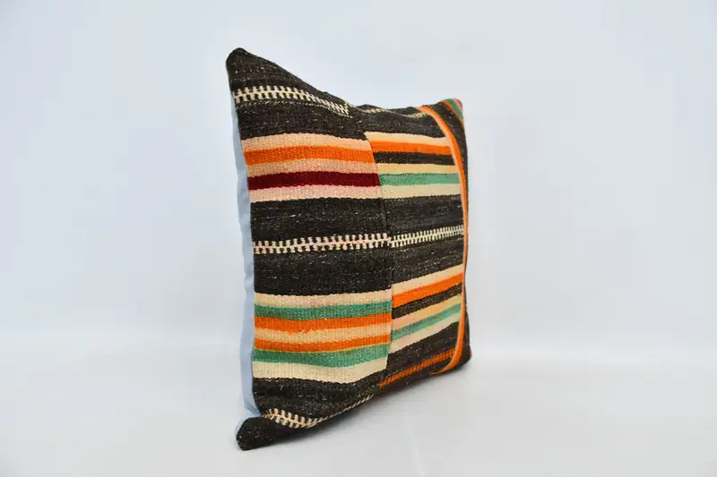Vintage Kilim Pillow, 24x24 Brown Cushion Case, Vintage Kilim Throw Pillow, Pillow Sham, Cozy Throw Pillow, Interior Designer Pillow - 3