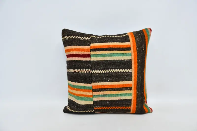 Vintage Kilim Pillow, 24x24 Brown Cushion Case, Vintage Kilim Throw Pillow, Pillow Sham, Cozy Throw Pillow, Interior Designer Pillow - 1