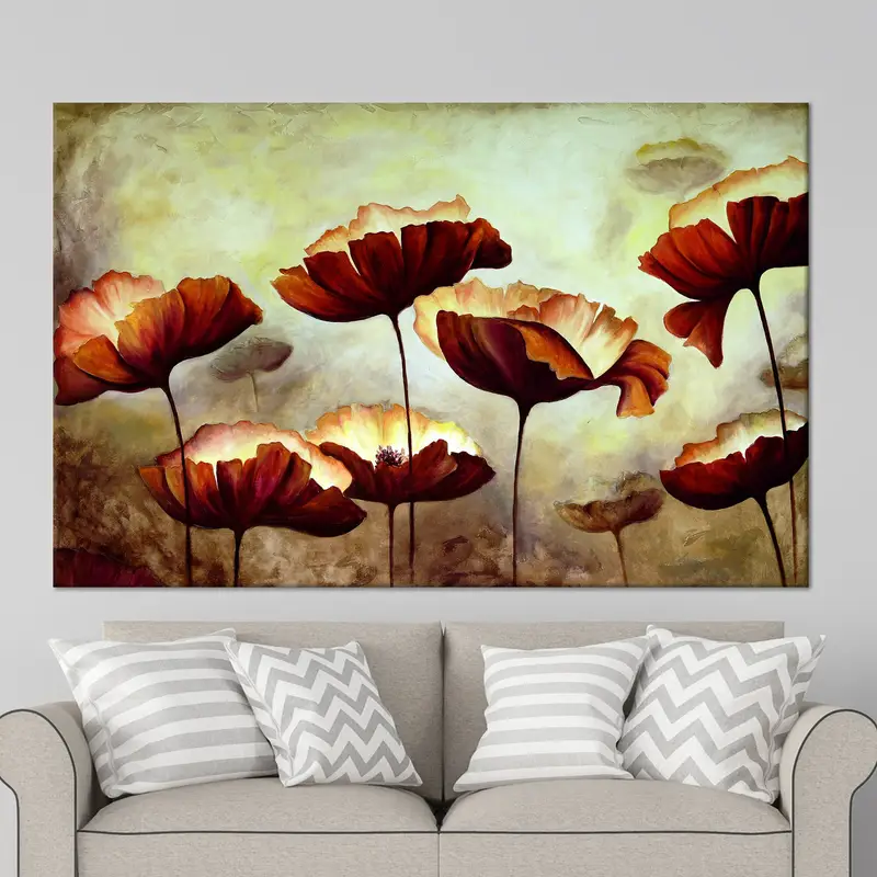 Modern Abstract Flowers Canvas Print - Trendy Wall Art Decor