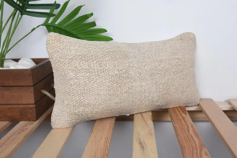 Turkish Kilim Pillow, Decorative Throw Pillow Cover, 8x16 Beige Cushion Case, Ethnical Kilim Rug Pillow, Pillow Case, Turkish Pillow - 4