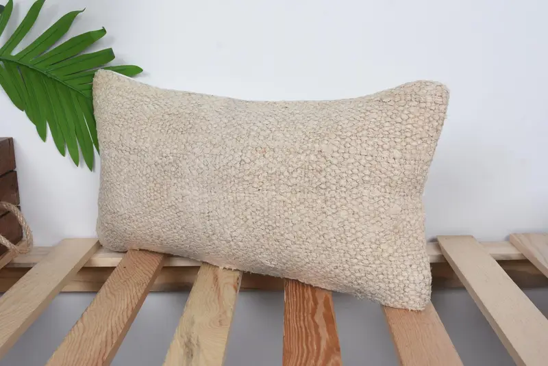 Turkish Kilim Pillow, Decorative Throw Pillow Cover, 8x16 Beige Cushion Case, Ethnical Kilim Rug Pillow, Pillow Case, Turkish Pillow - 5