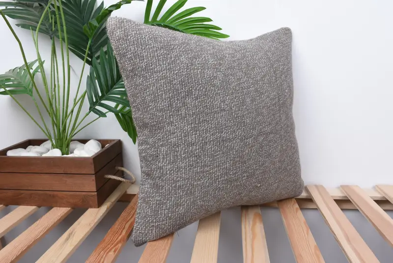 Kilim Pillow Cover, 18x18 Brown Pillow Case, Vintage Kilim Throw Pillow, Handmade Kilim Cushion, Shabby Chic Pillow Sham, Cushion Cover - 4