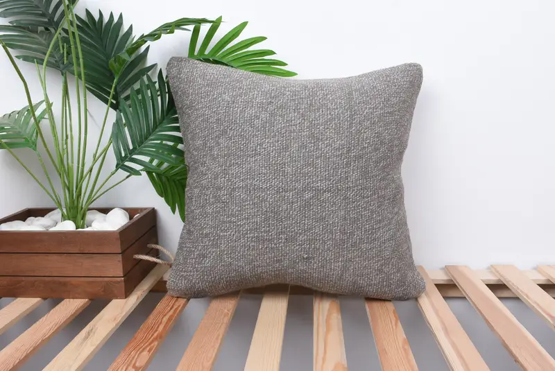 Kilim Pillow Cover, 18x18 Brown Pillow Case, Vintage Kilim Throw Pillow, Handmade Kilim Cushion, Shabby Chic Pillow Sham, Cushion Cover - 1