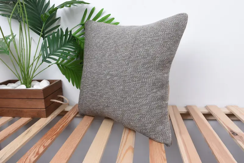 Kilim Pillow Cover, 18x18 Brown Pillow Case, Vintage Kilim Throw Pillow, Handmade Kilim Cushion, Shabby Chic Pillow Sham, Cushion Cover - 5