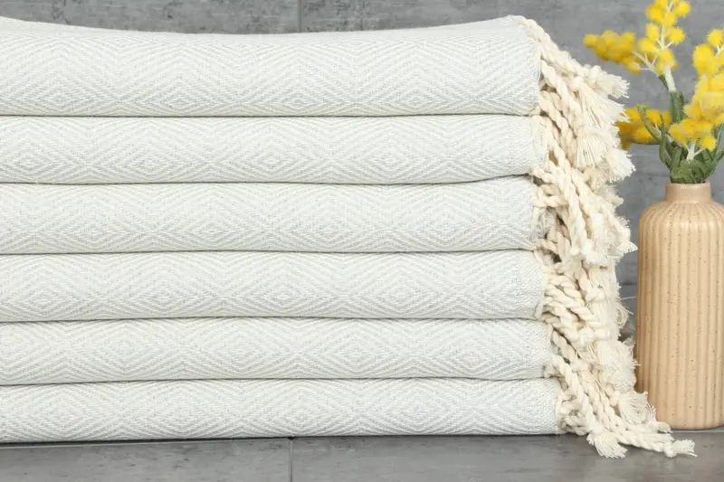 Monogram Beach Towel Natural Cotton 40x71 Inches, Bath Towel, Beige