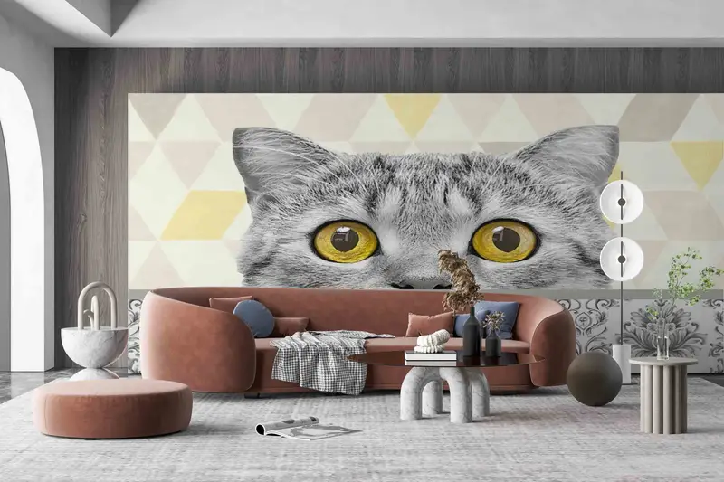 3D -Papierkunst, Dekor für Wand, lustiges Katzen -Handtepapier, süße Katzenwandkunst, Tierwandaufkleber, süße Katzenwanddekor, 3D -Wandpapier, süßes Tier - 1