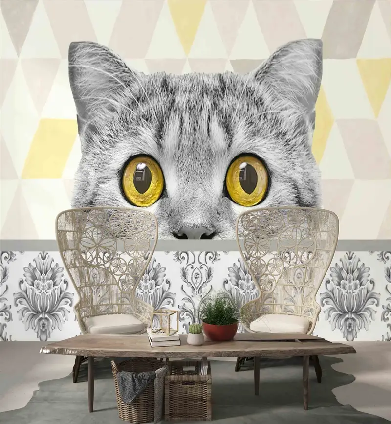 3D -Papierkunst, Dekor für Wand, lustiges Katzen -Handtepapier, süße Katzenwandkunst, Tierwandaufkleber, süße Katzenwanddekor, 3D -Wandpapier, süßes Tier - 6