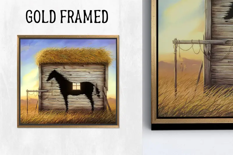 モダンな抽象馬農場キャンバスプリント - エレガントなウォールアート