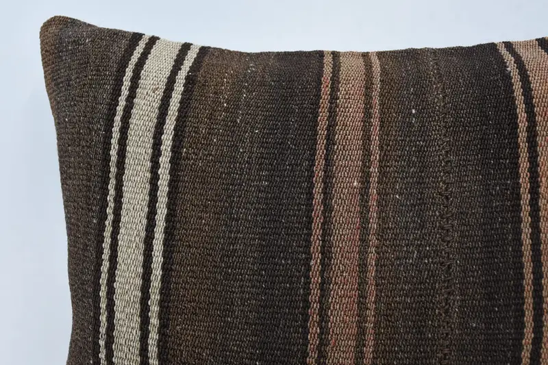 Pillow Sham, Interior Designer Pillow, Throw Kilim Pillow, Customized Pillow Case, 16x24 Brown Cushion Cover, Boho Pillow Sham Cover - 2