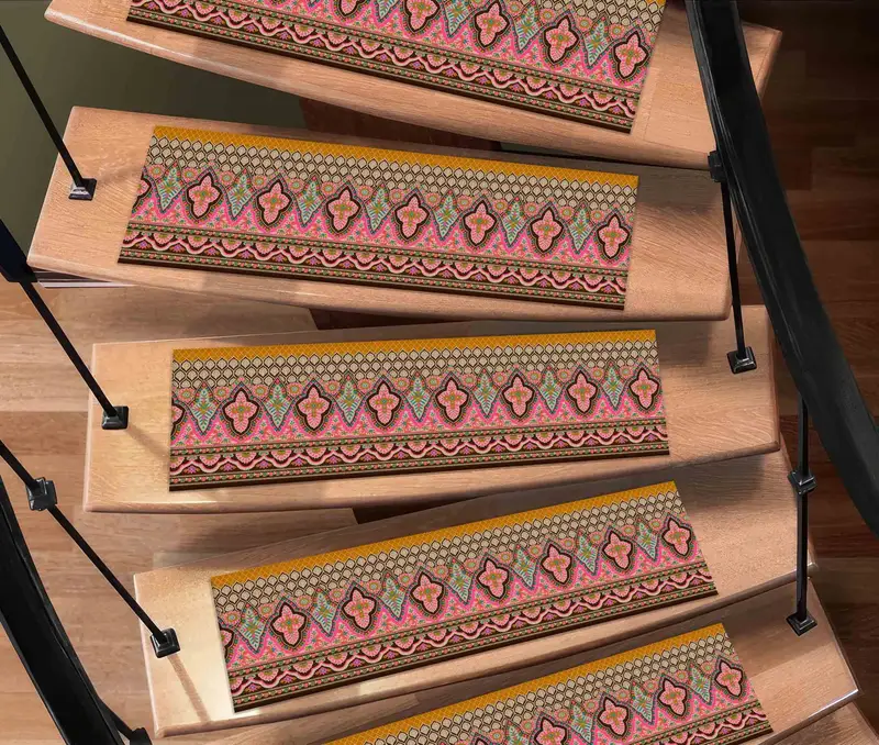 Aztec Floral Printed Rug: Ethnic Boho Farmhouse Decor