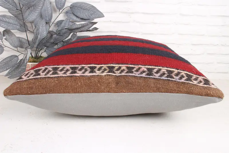 Bright Pillow Case, 24x24 Red Cushion, Interior Designer Pillow, Morroccon Kilim Cushion Pillow Sham, Pillow Cover, Kilim Cushion Sham, Boho Pillow - 5