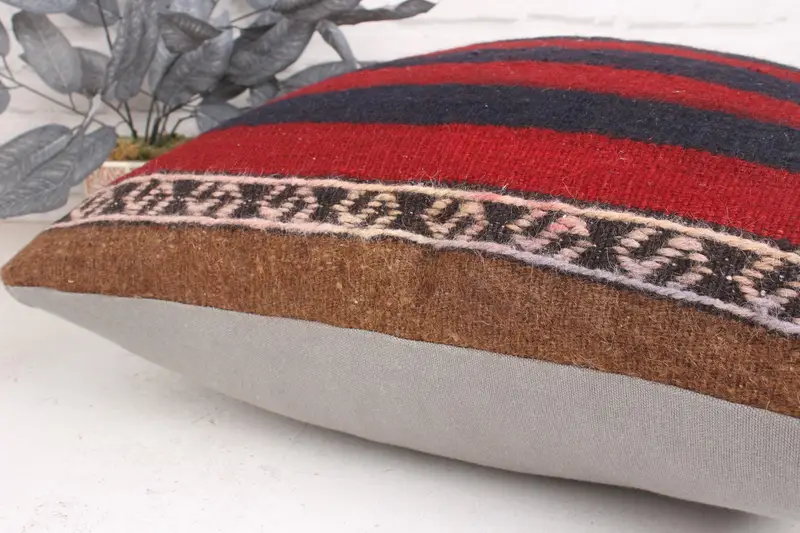Bright Pillow Case, 24x24 Red Cushion, Interior Designer Pillow, Morroccon Kilim Cushion Pillow Sham, Pillow Cover, Kilim Cushion Sham, Boho Pillow - 7