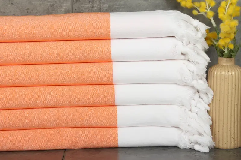 Personalized Orange Striped Turkish Beach Towel, 100% Organic Cotton, 28x71 Inches
