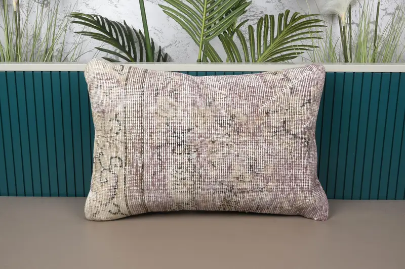 Grau & Beige gestreiftes Kissen, handgemachtes Leinenkissen