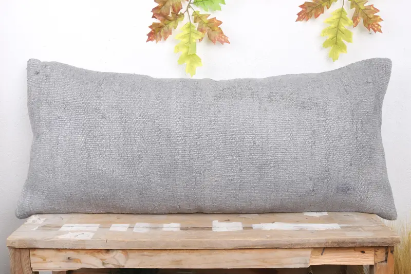 Ethnic Throw Pillow Cover, Pillow, Bolster Throw Pillow Sham, Turkish Pillow, Kilim Cushion Sham, Antique Pillows, 16x36 Gray Pillow - 2