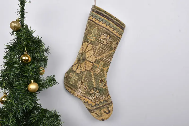 Patrón de adornos navideños, calcetín navideño de 7 pulgadas de ancho