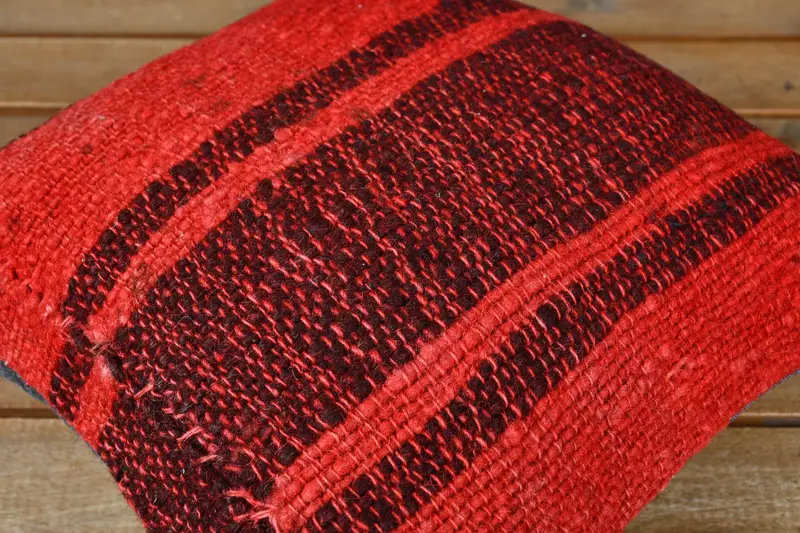 12x12 Red Pillow Sham, Shabby Chic Cushion, Pillow Case, Boho Pillow Sham Cover, Throw Kilim Pillow, Handmade Kilim Cushion - 3
