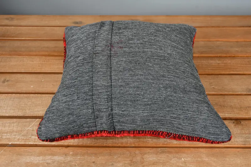 12x12 Red Pillow Sham, Shabby Chic Cushion, Pillow Case, Boho Pillow Sham Cover, Throw Kilim Pillow, Handmade Kilim Cushion - 5