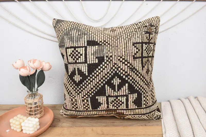 Pillow for Couch, Kilim Cushion Sham, 24x24 Pink Cushion Cover, Cushion Case, Interior Designer Pillow, Vintage Kilim Pillow Cushion Cover - 2