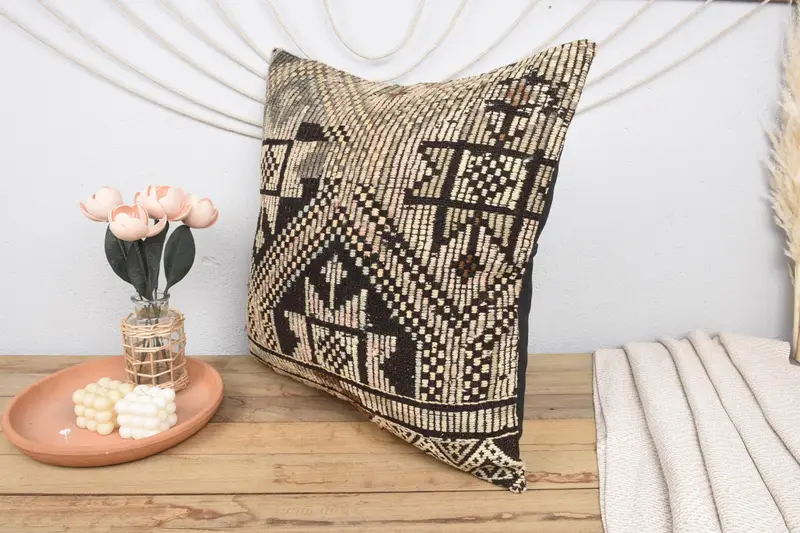 Pillow for Couch, Kilim Cushion Sham, 24x24 Pink Cushion Cover, Cushion Case, Interior Designer Pillow, Vintage Kilim Pillow Cushion Cover - 4