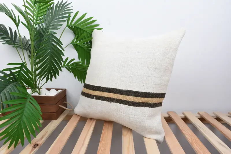 Boho Pillow Sham Cover, Boho Pillow, Decorative Throw Pillow Sham, Cushion Case, 20x20 White Pillow Cover, Pillow for Couch, Cozy Throw Cushion - 5