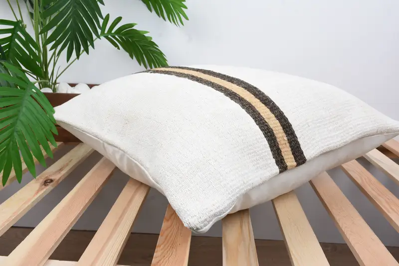 Boho Pillow Sham Cover, Boho Pillow, Decorative Throw Pillow Sham, Cushion Case, 20x20 White Pillow Cover, Pillow for Couch, Cozy Throw Cushion - 6