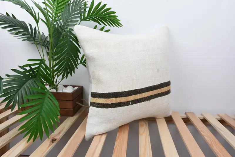 Boho Pillow Sham Cover, Boho Pillow, Decorative Throw Pillow Sham, Cushion Case, 20x20 White Pillow Cover, Pillow for Couch, Cozy Throw Cushion - 4
