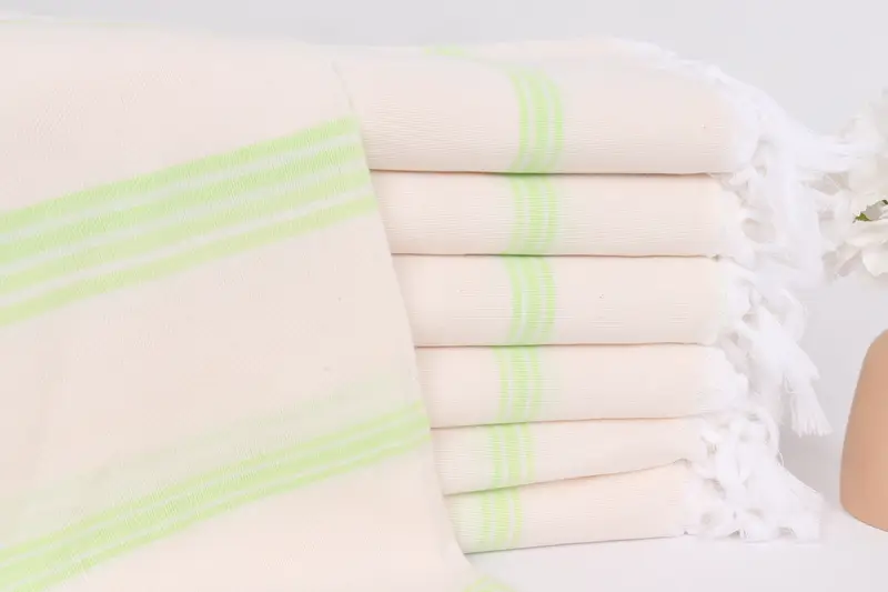 Boyfriend Gift Pistachio Green Cotton Towel Striped, 40x71 Inches