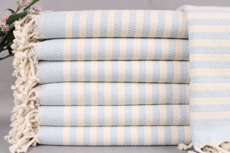 Personalized Beach Towel Monogrammed Baby Blue Chevron, 40x71 Inches