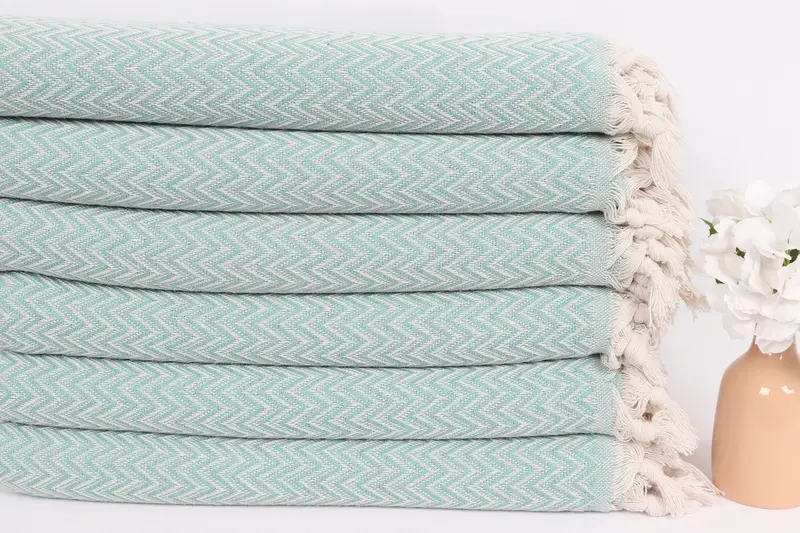 Best Wedding Gift, Turkish Blanket, Woven Blanket, Gift For Bride, 76x64 Cotton Zig zag Towel, Bachelorette Party Gifts For Bride, Throw Blanket - 3
