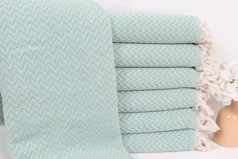 Best Wedding Gift, Turkish Blanket, Woven Blanket, Gift For Bride, 76x64 Cotton Zig zag Towel, Bachelorette Party Gifts For Bride, Throw Blanket - 1