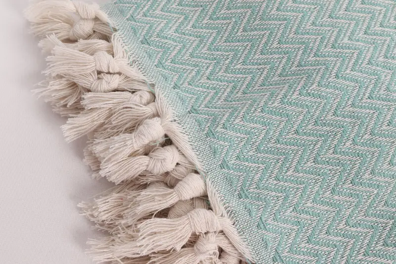 Best Wedding Gift, Turkish Blanket, Woven Blanket, Gift For Bride, 76x64 Cotton Zig zag Towel, Bachelorette Party Gifts For Bride, Throw Blanket - 7